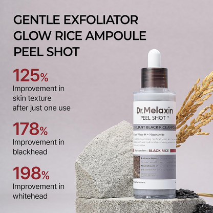 Dr.Melaxin body & face peel shot duo glow black rice peeling ampoule kojic acid & turmeric spray