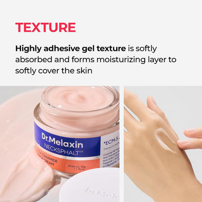 Dr.Melaxin Necksphalt Firming Cream with ECM-5 20,000ppm, Firming & Lifting Neck Cream for Wrinkles & Sagging Skin, Ceramide & Collagen for Elasticity & Radiant Glow, 1.76 fl.oz