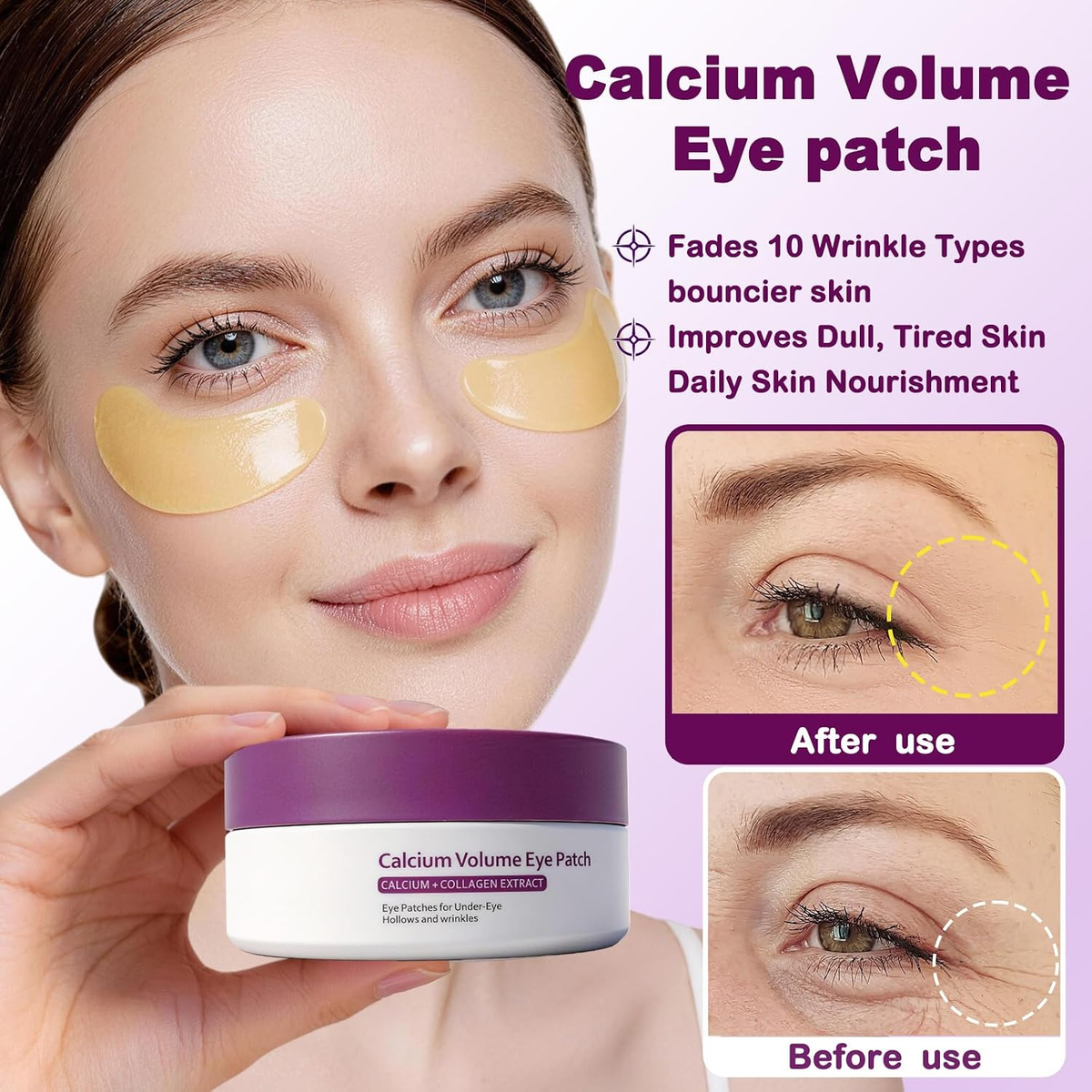 Calcium Volume Multi Balm Stick + Eye patch 60ea + Calcium Eye Cream, Collagen Boosting, Wrinkle Smoothing, Firming & Eye Hollow Plumping Eye Treatment,Hydrating, Anti-Aging & Travel Friendly - 1 Pack