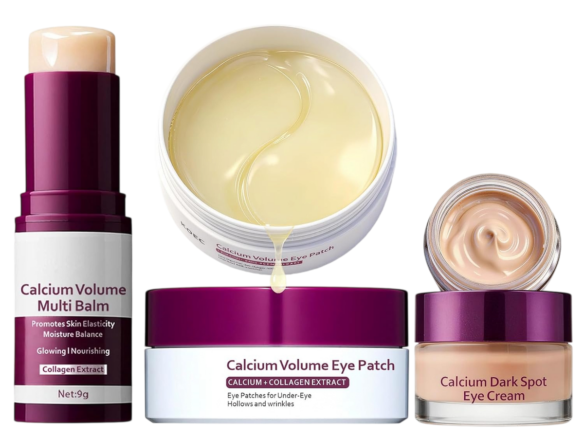 Calcium Volume Multi Balm Stick + Eye patch 60ea + Calcium Eye Cream, Collagen Boosting, Wrinkle Smoothing, Firming & Eye Hollow Plumping Eye Treatment,Hydrating, Anti-Aging & Travel Friendly - 1 Pack