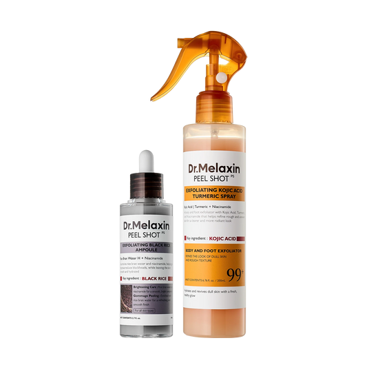 Dr.Melaxin body & face peel shot duo glow black rice peeling ampoule kojic acid & turmeric spray