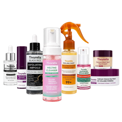 Calcium Daily Skincare Set, Facial Care Kit with Cleanser, Serums, Calcium Multi Balm Stick & Eye Patches, Hydrating Moisturizing Routine for Soft, Smooth-Looking Skin.