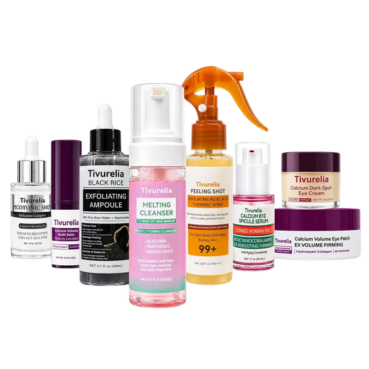 Calcium Daily Skincare Set, Facial Care Kit with Cleanser, Serums, Calcium Multi Balm Stick & Eye Patches, Hydrating Moisturizing Routine for Soft, Smooth-Looking Skin.