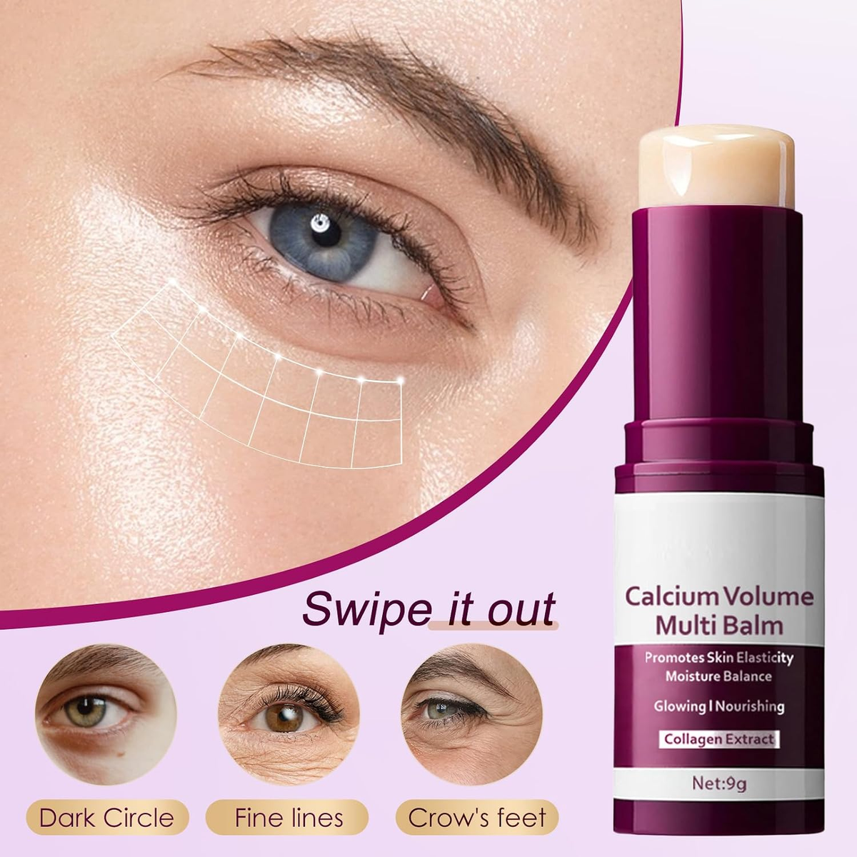 Calcium Volume Multi Balm Stick + Eye patch 60ea + Calcium Eye Cream, Collagen Boosting, Wrinkle Smoothing, Firming & Eye Hollow Plumping Eye Treatment,Hydrating, Anti-Aging & Travel Friendly - 1 Pack