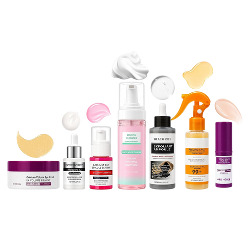 Skincare Routine Set - Facial Care Kit with Cleanser, Serums, Balm & Eye Patches - Hydrating & Daily Skin Care