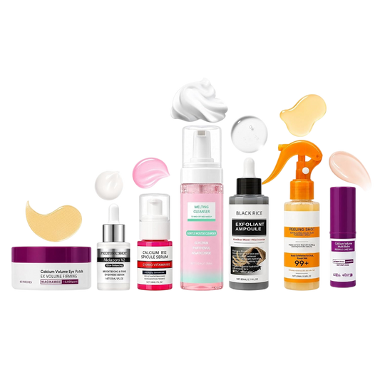 Skincare Routine Set - Facial Care Kit with Cleanser, Serums, Balm & Eye Patches - Hydrating & Daily Skin Care